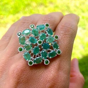 GENUINE EMERALDS STERLING SILVER